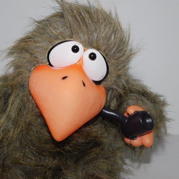VTG Knickerbocker Hang In there Howard Brown Plush Pipe Smoking Crow - Picture 2 of 7